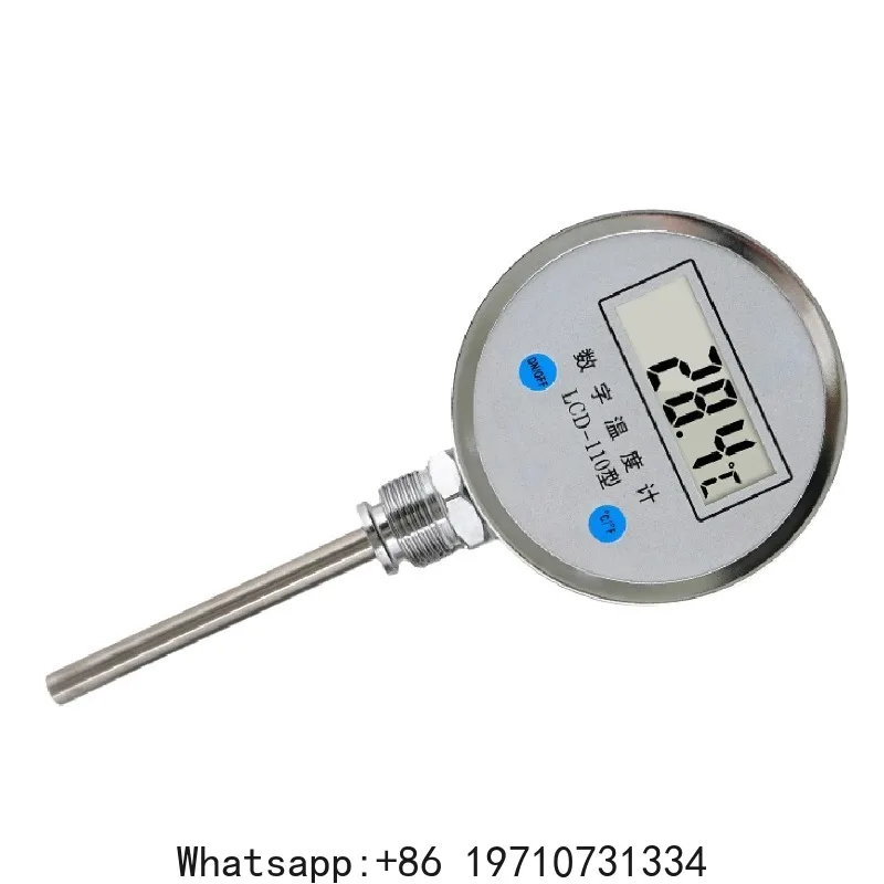 Digital Bimetal Thermometer LCD‑110 Stainless Steel Probe High Precision Water Temp Gauge Axial/Radial Mount IP65