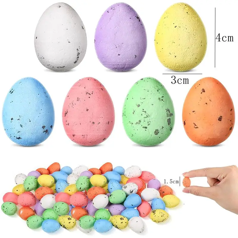 10/20/50Pcs Multicolor Foam Easter Eggs Happy Easter Decor Painted Bird Pigeon Eggs DIY Craft Kids Gift Home Decor Easter Party