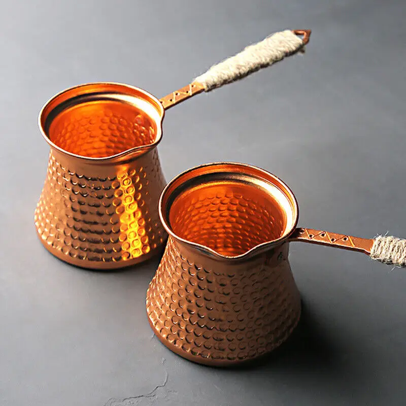 Coffee Pot Antique Copper Turkish Copper Coffee Pot Stove Top Milk Warmer Tea Container Brass Handle Coffee Accessories New view 4