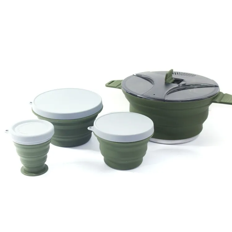 Folding Pot Set Portable Compact Cooking Cookware Set for Outdoor Camping Picnic