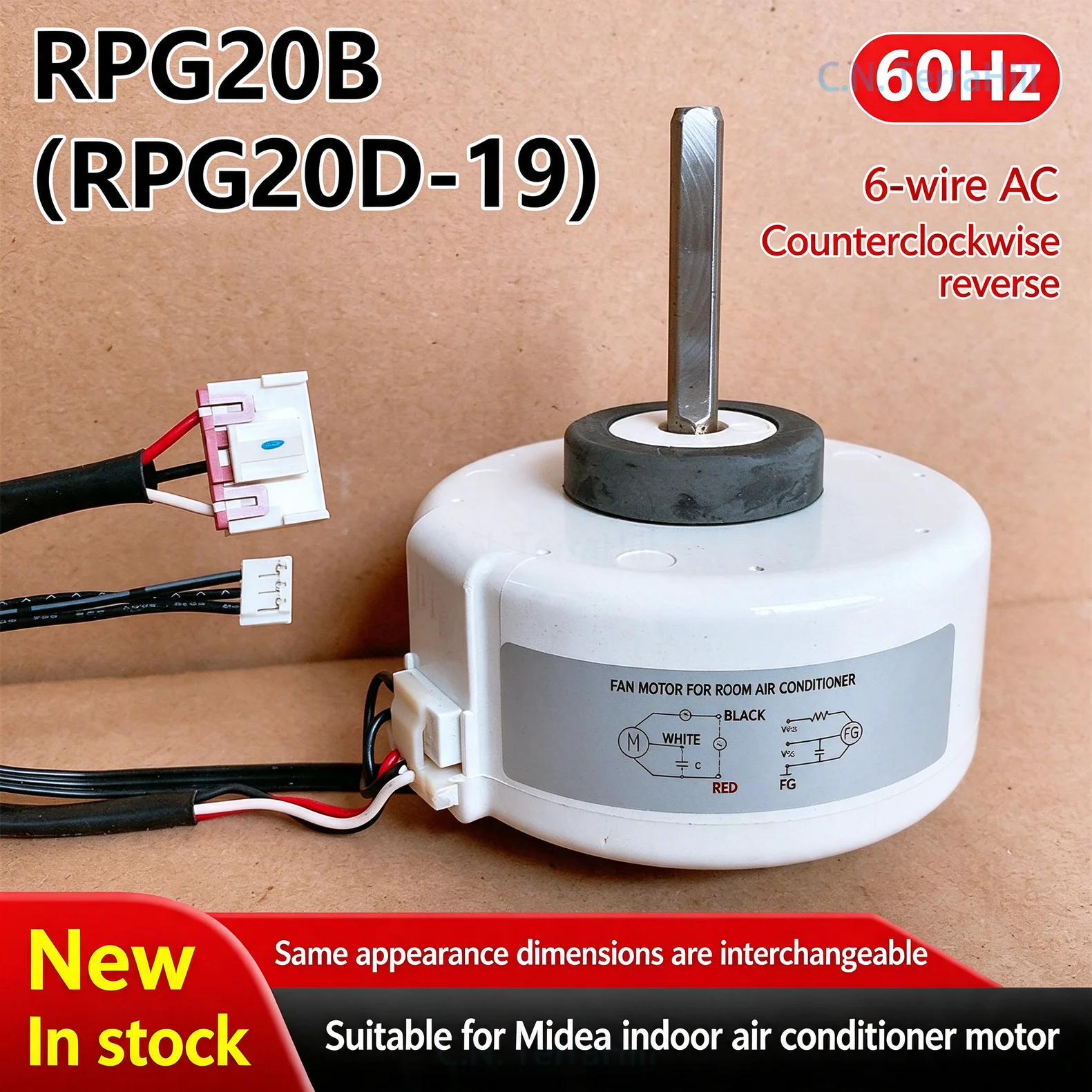 RPG20B-60Hz AC Fan Motor 20W 6-Wire Indoor Air Conditioner Motor Compatible with Midea