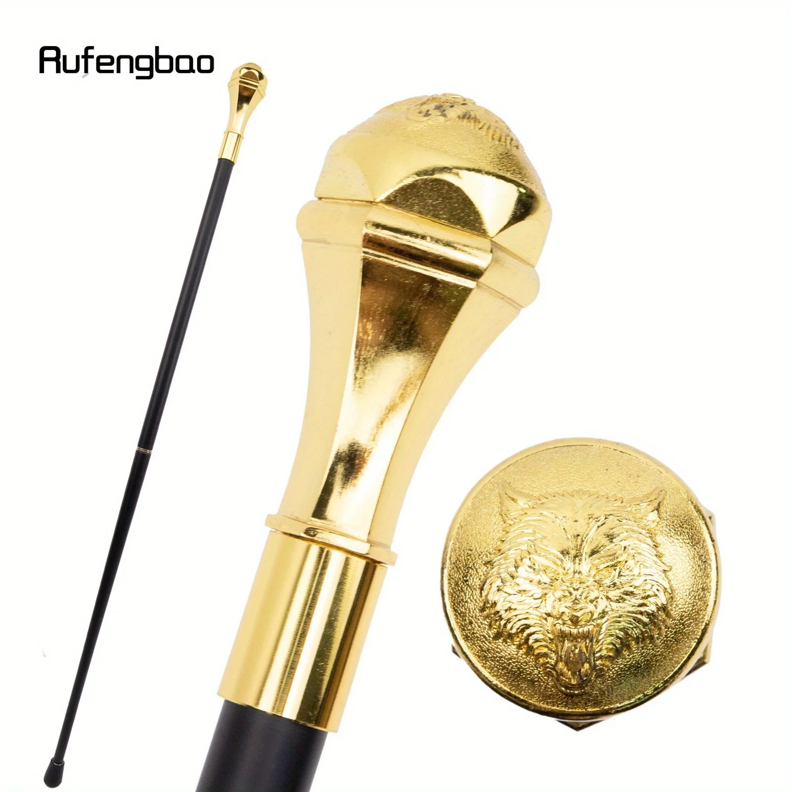 Golden Wolf Luxury Round Fashion Walking Stick Stage Decorative Stick Cane Halloween  Cosplay And Parties, For Cosplay & Party
