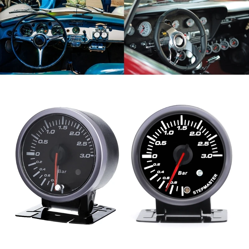 High Accuracy 60MM Car Pressure Gauge 12V 0~3BAR Fit for Engine Monitoring Universal Reader Fine Tune Engine Parameters 40GF