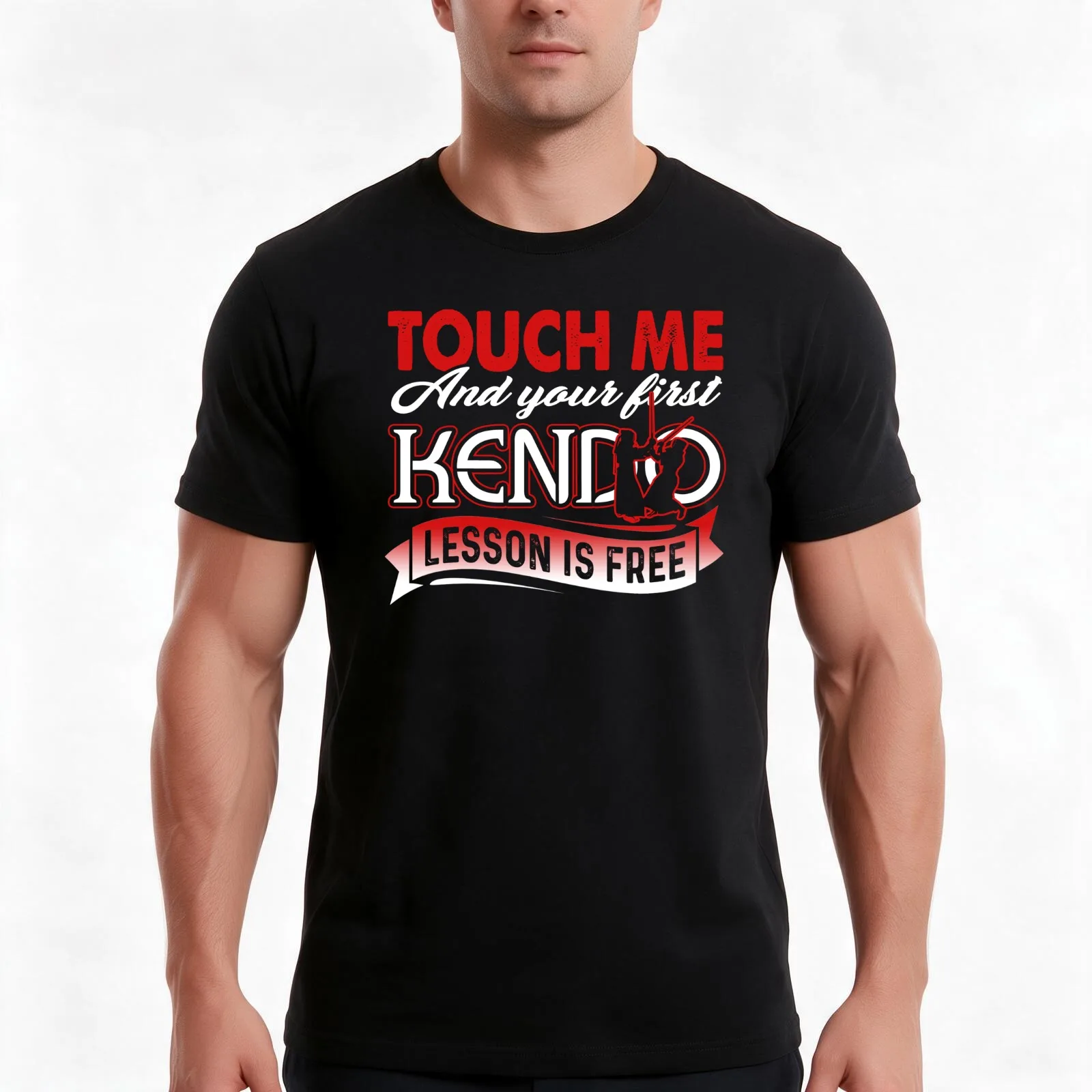 Touch Me And Your First Kendo Lesson Is Free Men T Shirt anime t shirts oversize