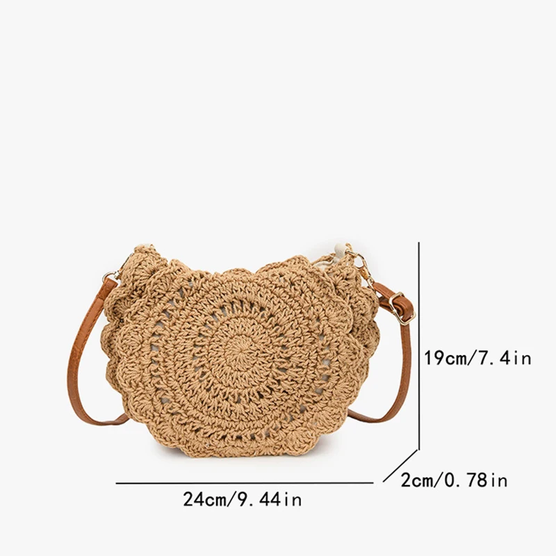 Vintage gewebte Handtasche Neue Urlaub Runde Sommer Strandtasche Mode Umhängetasche Damen Messenger Bags – Detail 20