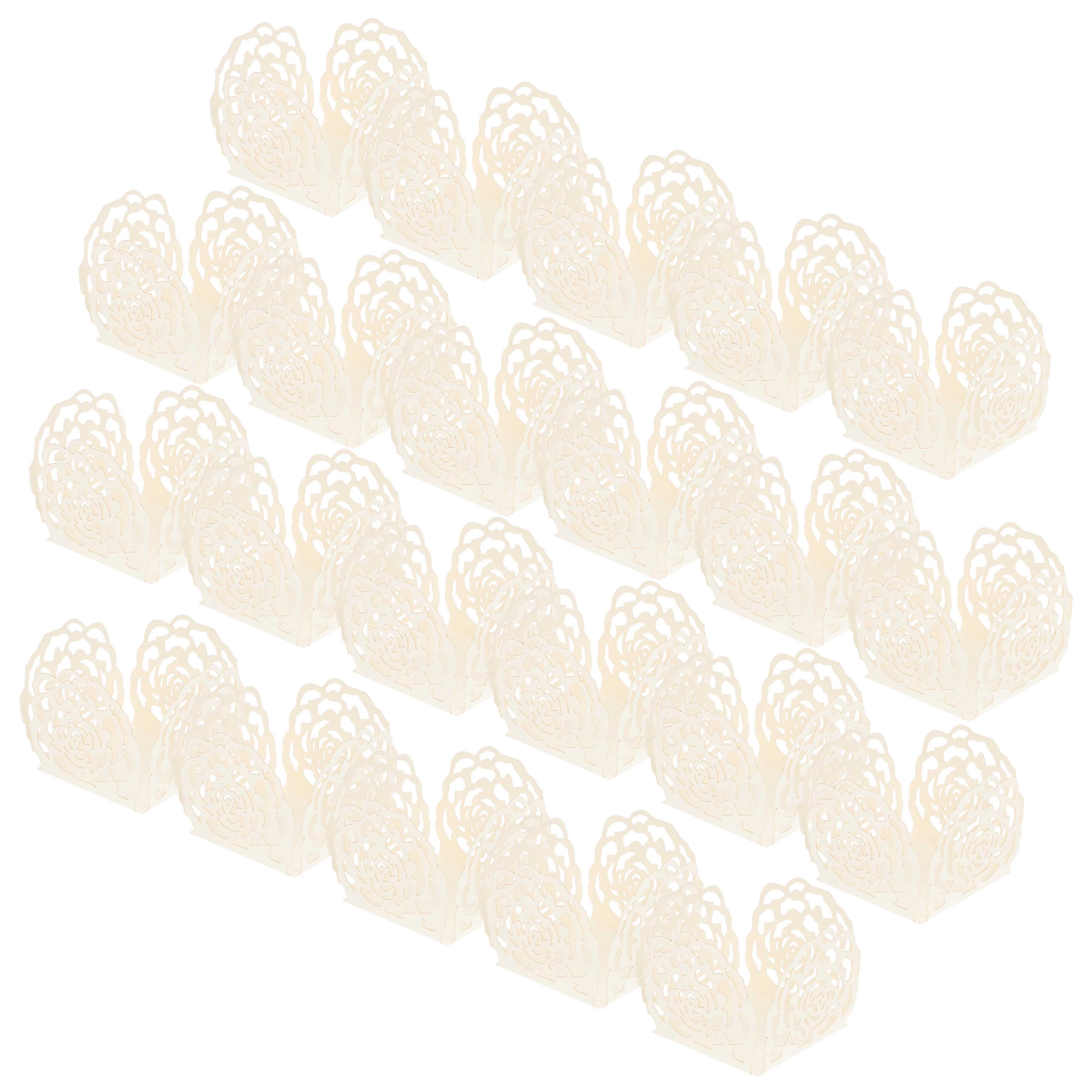 

50pcs Chocolate Ivory Color Hollow Flower Design Candy Packing Cups Wrappers Chocolate Liners Cases Bakery Decor