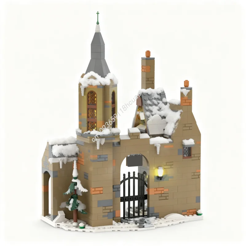 814 Pezzi MOC Ingresso Sud di Hogsmeade Modello Harry Potter Blocchi da Costruzione Regalo di Natale Giocattolo Educativo Fai-da-Te per Bambini
