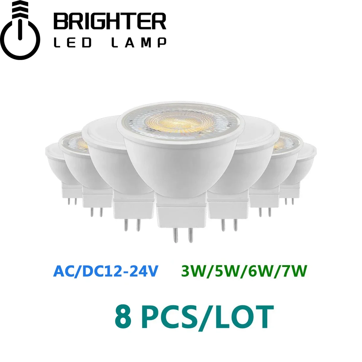 

8PCS AC/DC12V-24V Spot Foco MR16 3W-7W Warm White Day Light LED Light Lamp For Home Decoration Replace 50W Halogen Spotlight