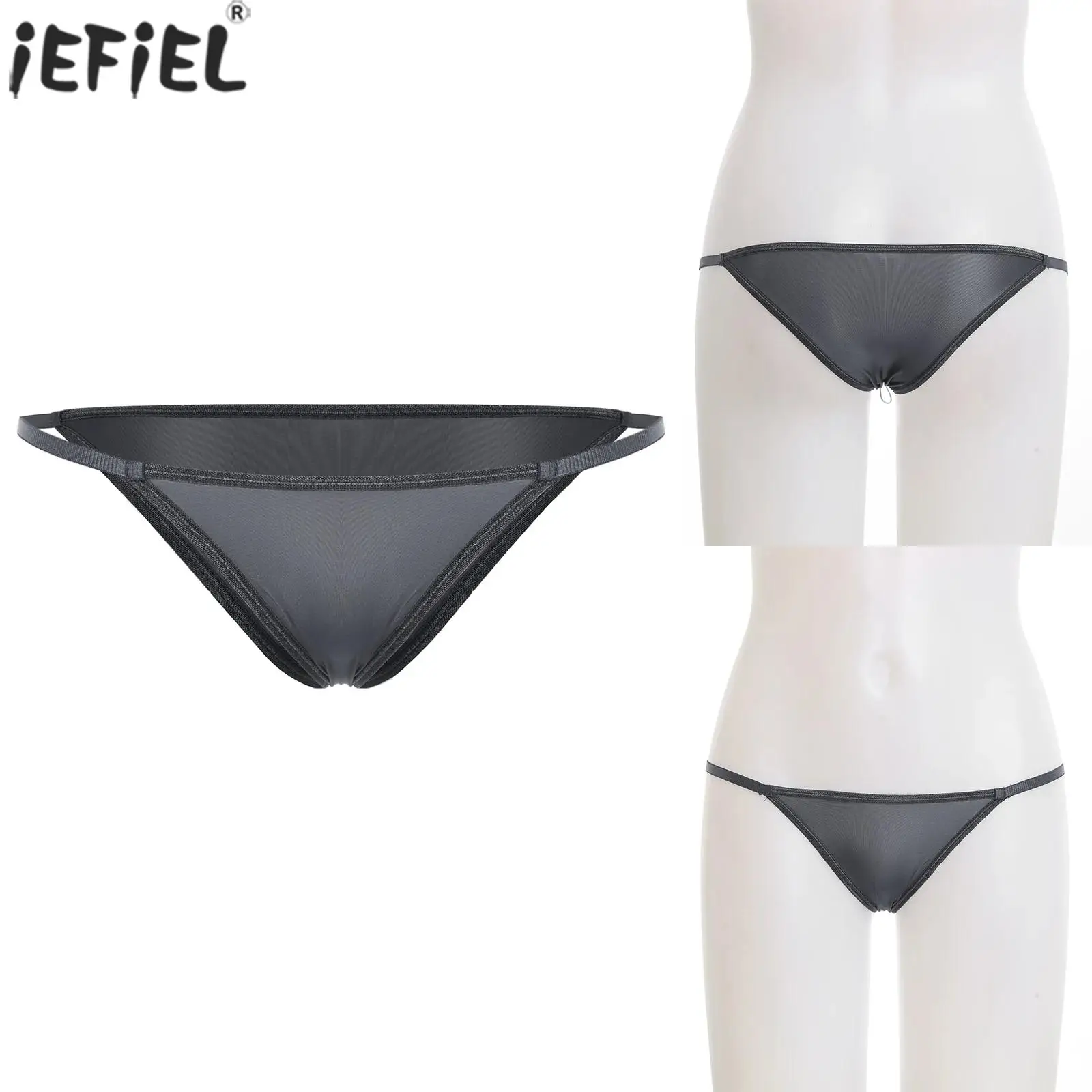 

Women Lingerie Low Rise Briefs See Through Sheer Mesh T-back Mini Bikini Panties Underwear for Night Daily Casual Underwear