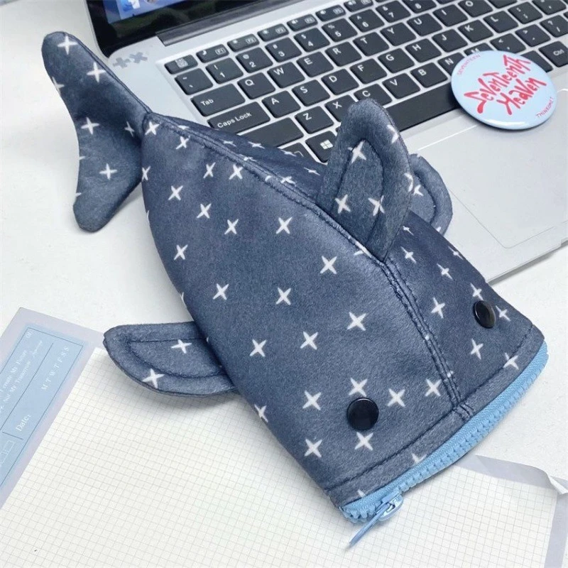 Cute and Funny Large Capacity Shark Shape Capacity Imitation Fish Storage Pencil Case Creative Journal Student Supplies Statione - view 2