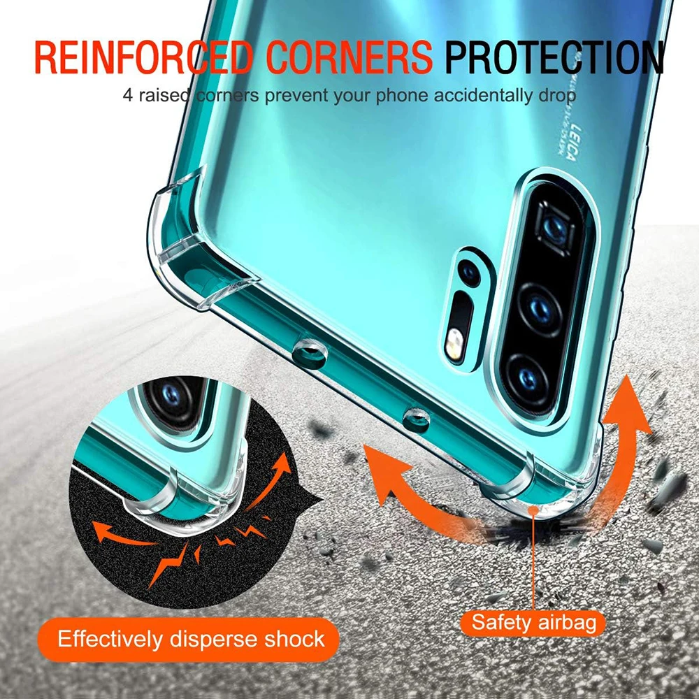 Odporne na wstrząsy silikonowe etui na telefon Huawei P30 P20 Pro Lite Clear Ultra Thin Back Cover dla P 20 30 P30Pro Transparent Shell Coque — zdjęcie produktu 2
