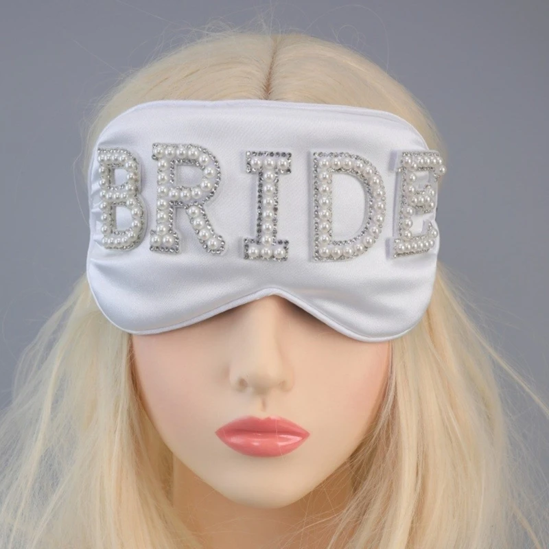 Bridal Eye Mask Bride Elaborate Sleep Mask BRIDE Jeweled Pearls for Bachelorette Party Bride Eye Mask Party Pearls