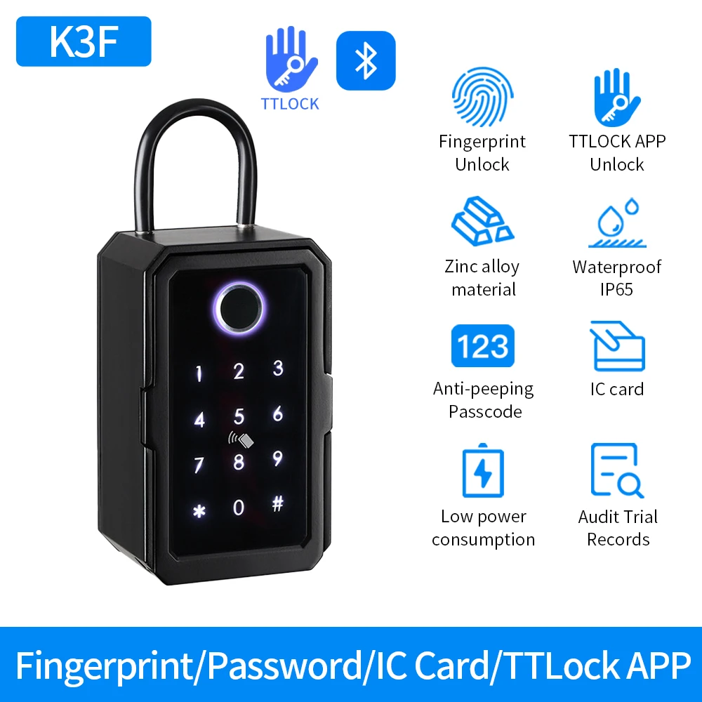 Waterdichte sleutelkluis Slimme vingerafdrukopslag Geheime sleutelkluis Tuya of TTlock-app Bluetooth naar WiFi-hub Ontgrendel hangslot