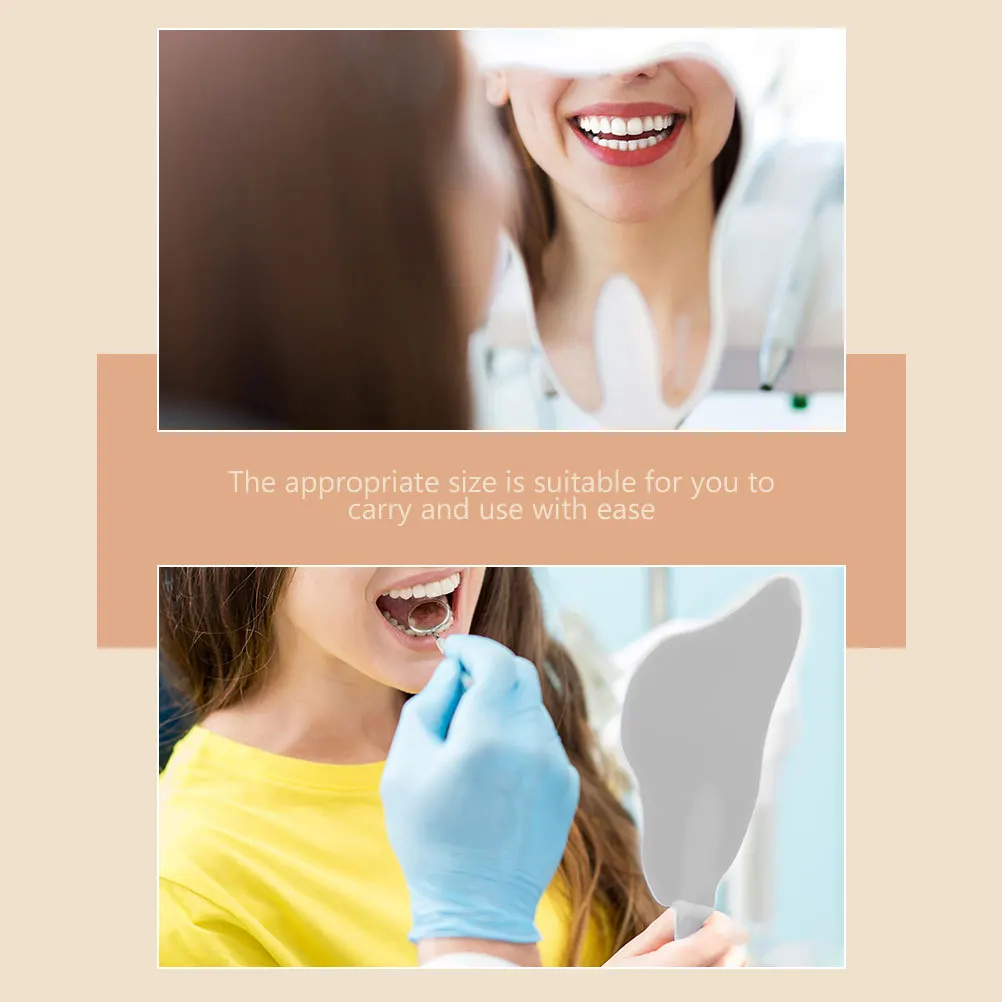 

2Pcs Tooth Shaped Handheld Mirrors Compact Portable Makeup Mirror Plastic Vanity Mirror for Travel Dental Mirrors