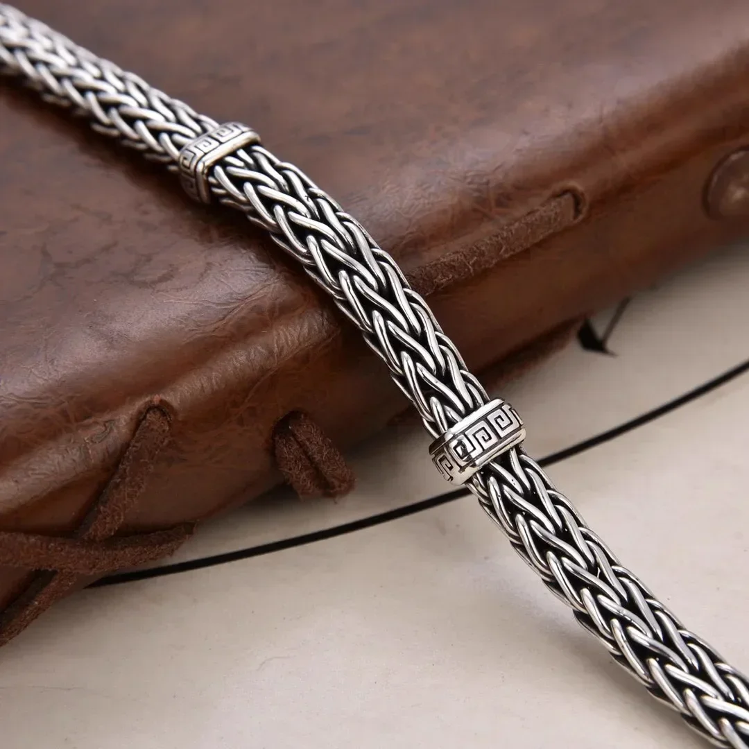 New Personalized Handwoven Emblem Silver Color Bracelet Trendy Men\'s Wear Transport Fashion Jewelry