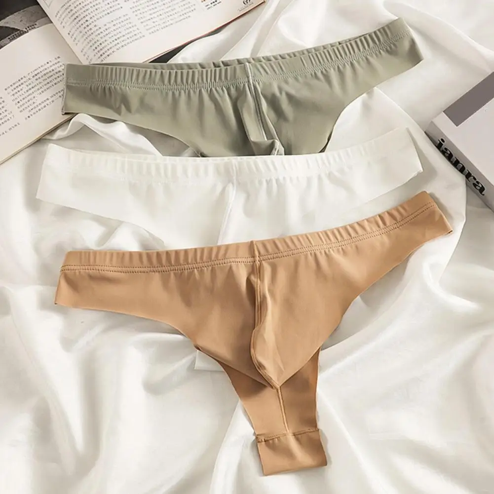 

Мужские трусы из ледяного шелка, дышащее мужское нижнее белье, мужские стринги из ледяного шелка, дышащее нижнее белье с низкой посадкой, быстросохнущие трусы для повседневной носки