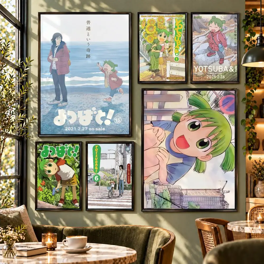 Manga Yotsuba&! Cute Daily Life Art Poster HD Self Adhesive Wall Decor for Bedroom Dorm Room Office Gaming Room Gift