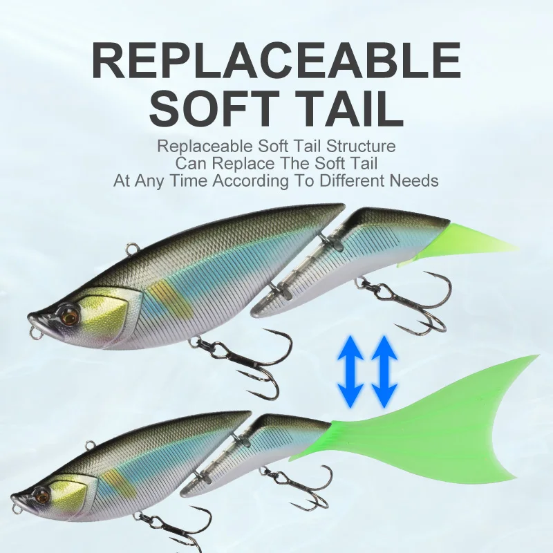 OBSESSION 조인트 스윔베이트 낚시 루어 플로팅 진동, 2 세그먼트 대형 자이언트 미끼, 소프트 피쉬테일 하드 베이트 워블러, 190mm, 55g