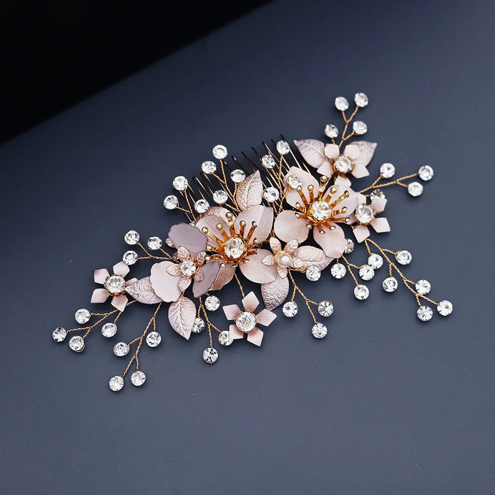 

1 шт., расческа для волос с золотым жемчугом и стразами, ослепительный свадебный аксессуар из сплава, элегантные изысканные украшения для волос для женщин