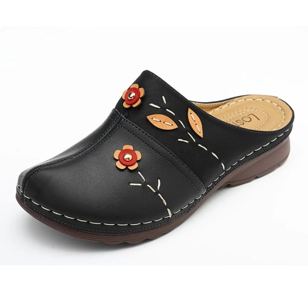 Sandales sabots pour femmes, résistantes à l'usure, semelles antidérapantes, confortables, à bout fermé, compensées, respirantes, motif floral