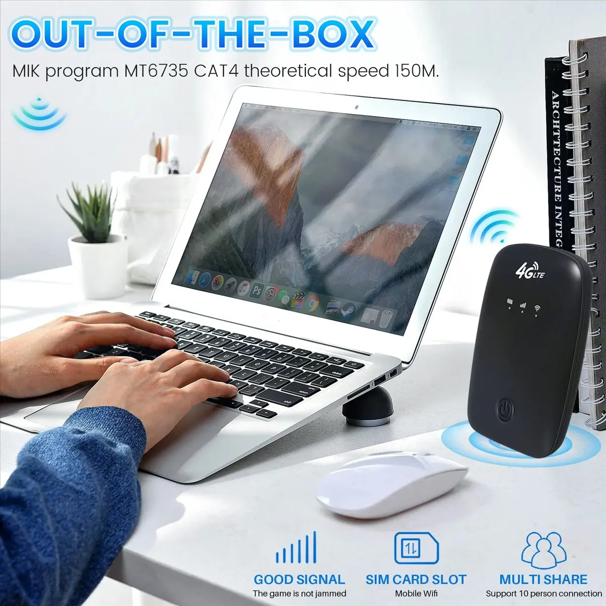 Wireless Router 150M 4G Portable Wireless Router 2.4/5G Dual-Band WiFi Router Android 6.0-ABWO