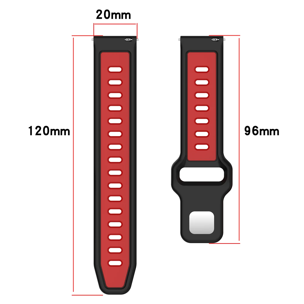 20MM 22MM Silicone Strap For Garmin forerunner 245 645 255 265 Horizontal Stripe Reversing Double Color Watch band Breathable Wr