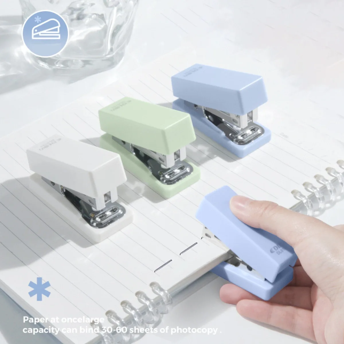 400Pcs 12# Staples Included! Morandi Mini Stapler, Labor - Saving Design, 20 - 30 Sheets Binding Stationery Office Supplies