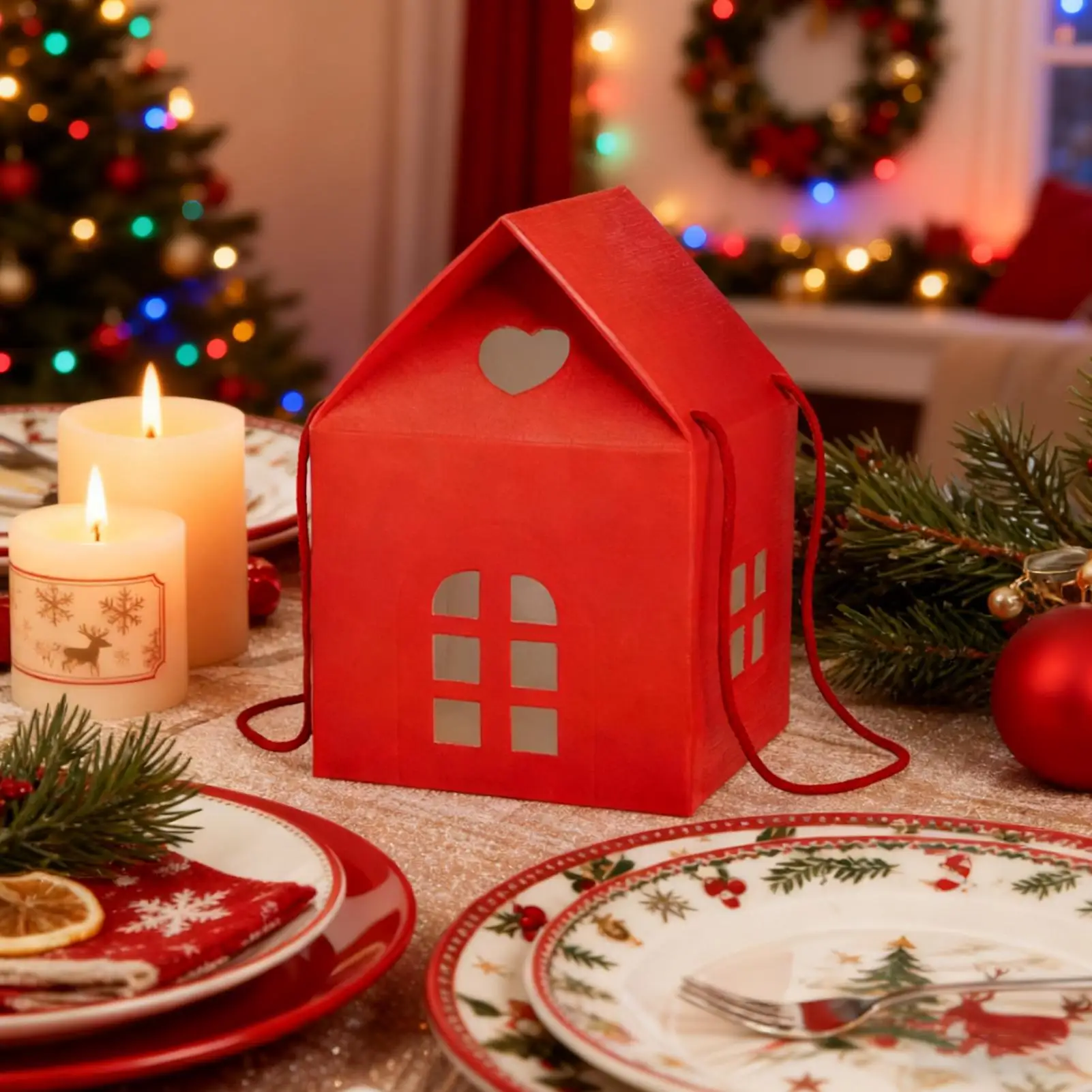 Christmas Cottage Gift Box 3D Pop-up Christmas House Paper Snack Container Holiday Candy Wrapping Box For Chocolate Fruits - Image 5