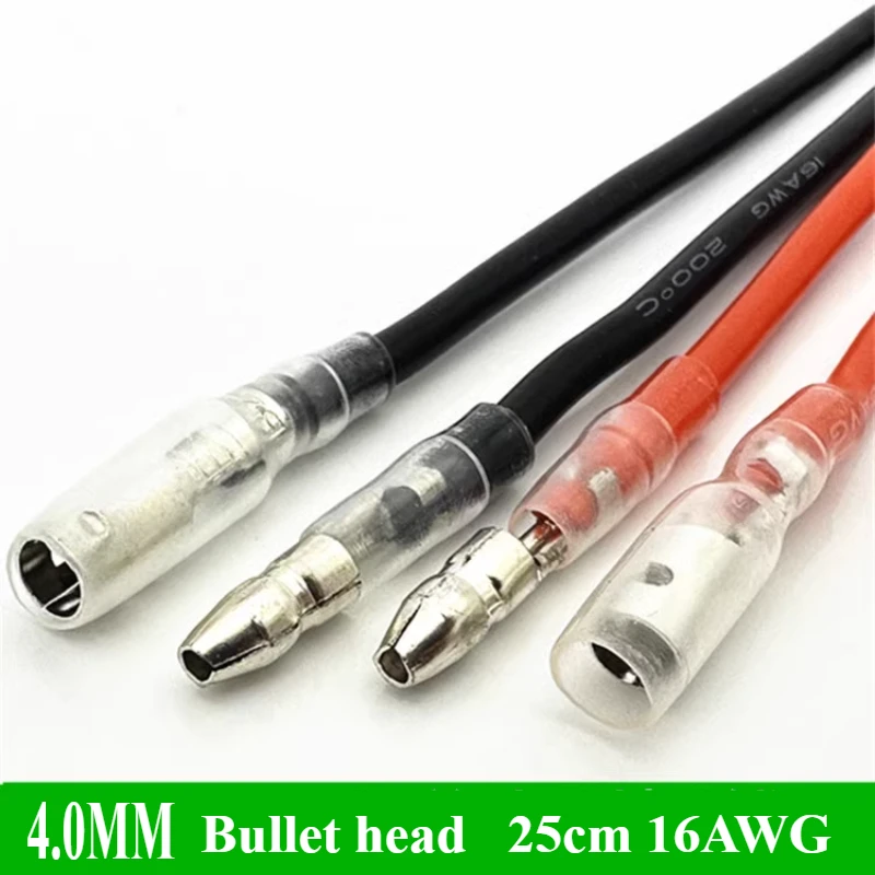 

Silicone Wire 4.0mm Bullet head Connection Cable for 380 540 550 Brushed Motor Electronic Speed Controller RC model car drone