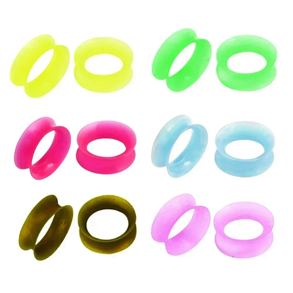 2 قطعة رقيقة جدا سيليكون مزدوجة متوهج السرج الأذن التوصيل متعدد الألوان 9 مللي متر برميل الأذن اللحم نفق نقالة مقياس 6-25 مللي متر #5