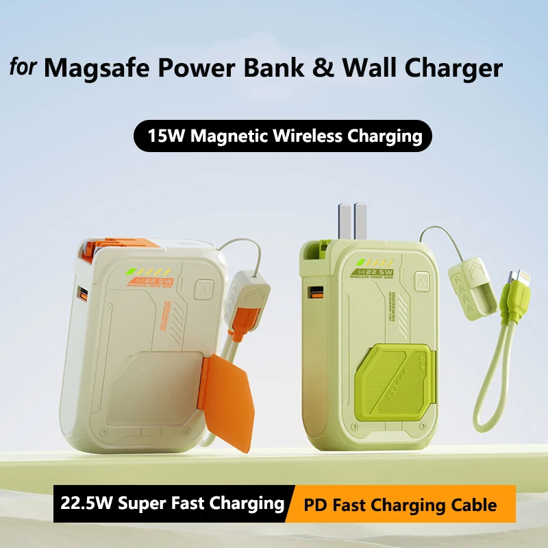 For Magsafe Power Bank 20000mAh with Cable Wall Charger Magnetic Wireless 22.5W Fast Charger For iPhone 17 Samsung S25 Powerbank view 2