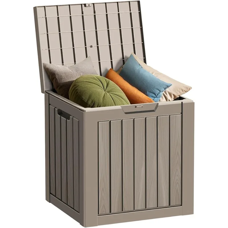 

35 Gallon Resin Deck Box, Waterproof Outdoor Storage Bin for Patio, Poolside, and Garden, Lockable & UV-Resistant,Grey