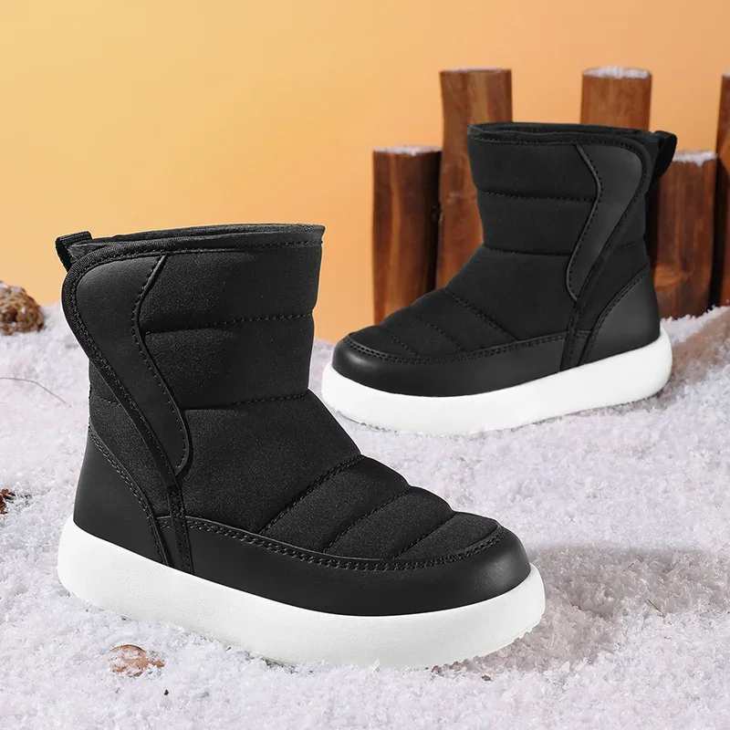 ฤดูหนาวเด็กอบอุ่นรองเท้าบู๊ตหิมะ Plush High Top Anti-Slip Casual เด็กดีผ้ากันน้ํารองเท้า Thicken เด็กผู้หญิงรองเท้าผ้าฝ้าย