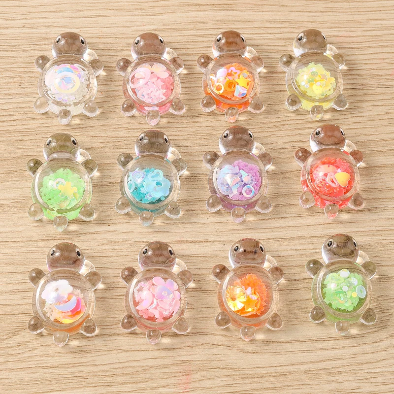 10pcs 21x30mm Cartoon Candy Colors Resin Turtle Charms Pendants for Jewelry Making Necklaces Earrings Bracelets DIY Crafts Gifts