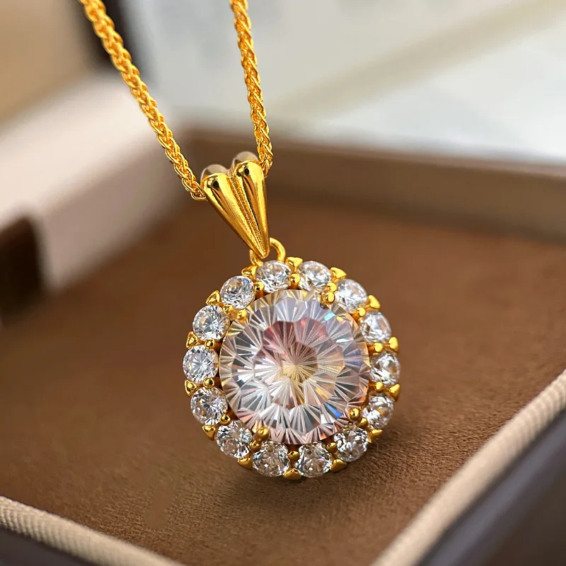 

Female 24K Gold AU999 Diamond Inlaid Flash Luxury Potato Pendant, high-quality AU999 solid gold ladies accessory