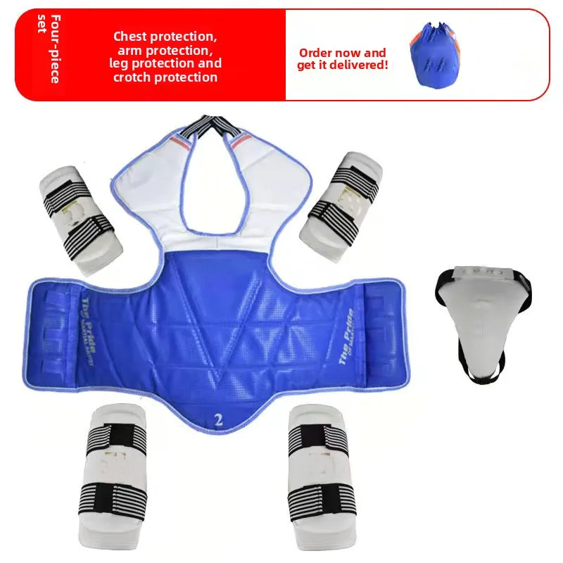 

Детское защитное снаряжение для бокса, тхэквондо, настоящее боевое оборудование, полный комплект, утолщенная защита для соревнований по боевым искусствам