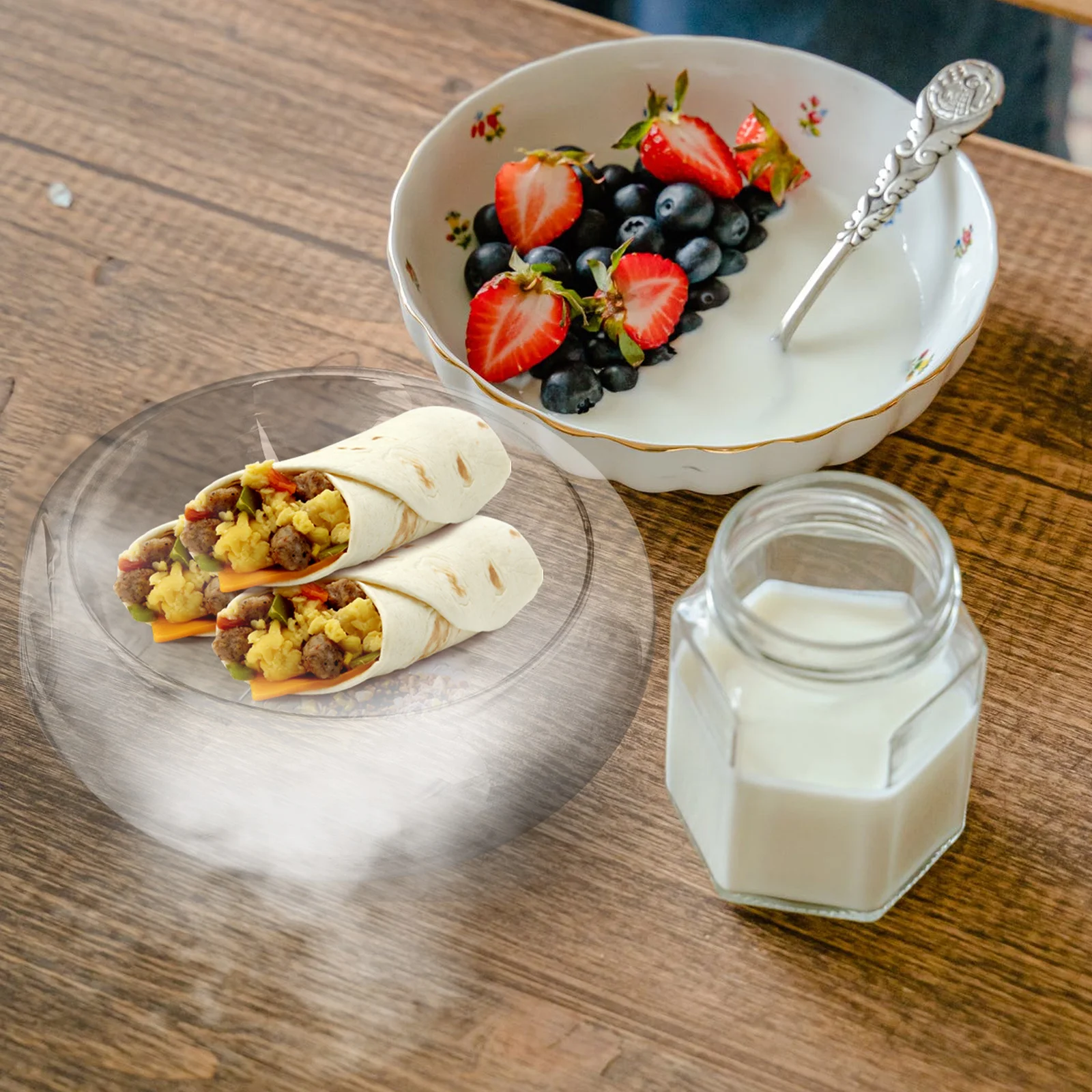 

Dry Ice Salad Bowl Fine Workmanship Hand-Blown Glass Kitchen Tableware Restaurant Food Bowl Kitchen Tableware