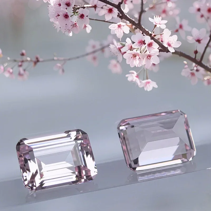 

Wholesale Lab Grown Sapphire Emerald Cut Sakura Pink Color VVS1 Selectable Certificate Artificial gemstoneDIY Jewelry Making Ma
