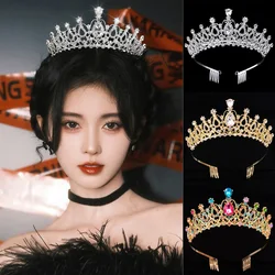 Hollow Rhinestone Tiara Bride Crown Wedding Jewelry for Women Baroque Crown Rhinestones Crystal Tiaras Queen Party Crowns