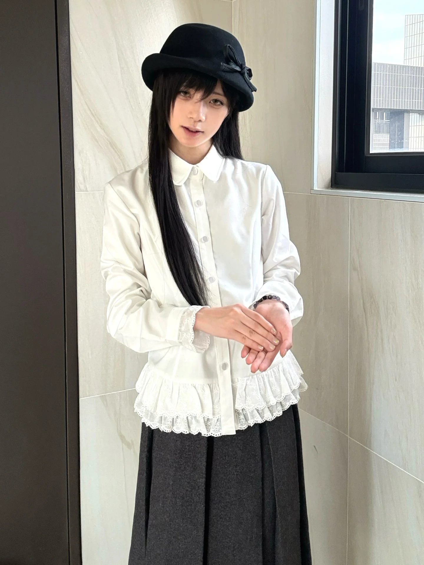 

Женская кружевная блузка Ele Lace для многослойного ношения, оригинальная серия, высококачественная, в стиле JK, утягивающая, осенне-зимняя, модная