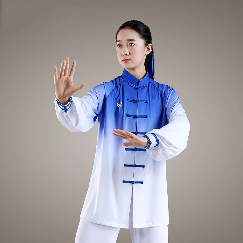 New Unisex Spring-Summer-Autumn Long Sleeve Milk Silk Tai Chi Martial Arts Practice Uniform for Performance and Daily Wear