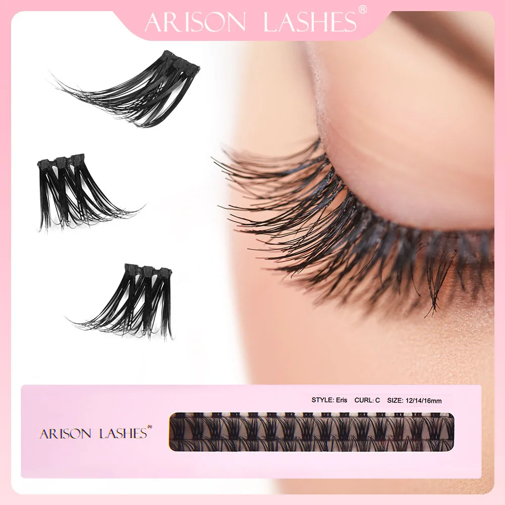 ARISON DIY Eyelash Extension Segmented Flase Lashes Dramatic Lash Bundles Soft Ribbon Strip Clusters Eyelashes Makeup Tools