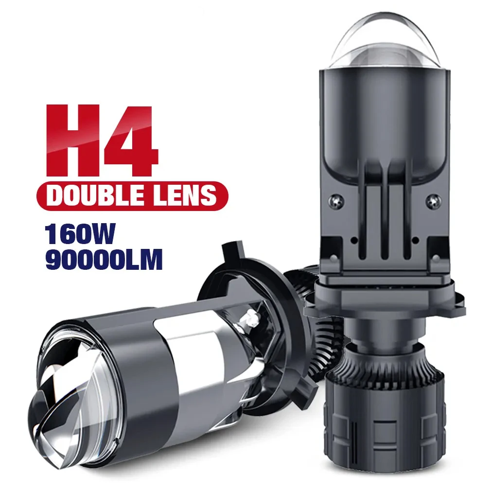 H4 Lens Headlights 160W 90000LM Auto Lamp Mini Lens LED 9003 HIB2 Bulbs Car Motorcycle Dual Projector Len LED Automotive 12V 24V