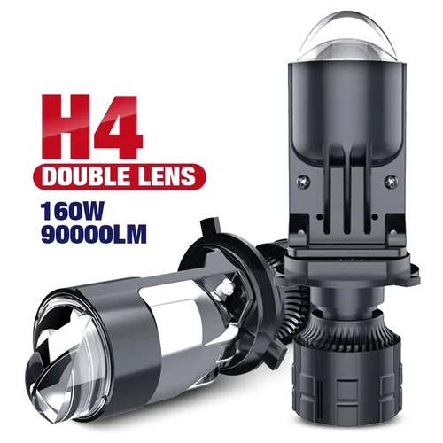 Imagen 1 del producto Faros de lente H4 160W 90000LM lámpara automática Mini lente LED 9003 bombillas HIB2 coche motocicleta doble proyector Len LED automotriz 12V 24V
