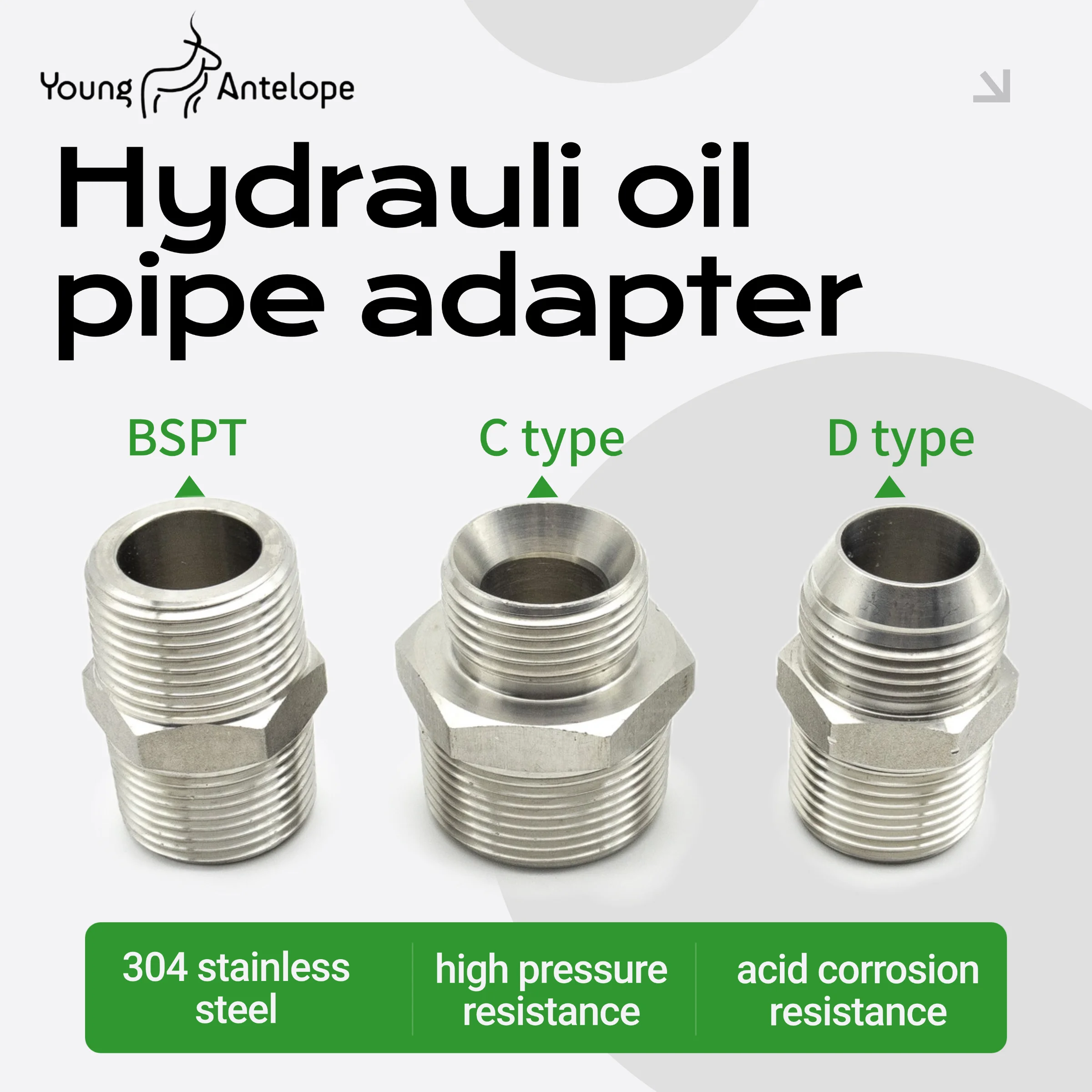 

BSP/BSPT 304 Stainless Steel Oil pipe Male Straight Hydraulic Fitting C Type Flare Concave Metric High Pressure Hose Connector