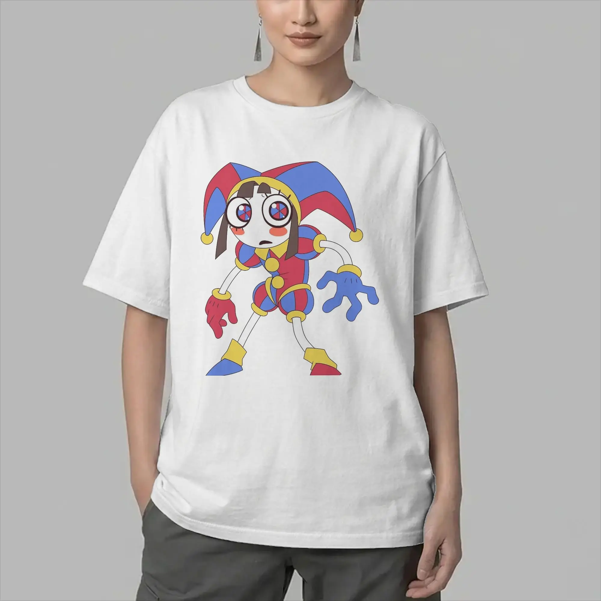 Cartoon Digitals Circus Pomni T Shirts Men's  Pure Cotton Novelty T-Shirts O Neck  Tees Short Sleeve Tops Summer