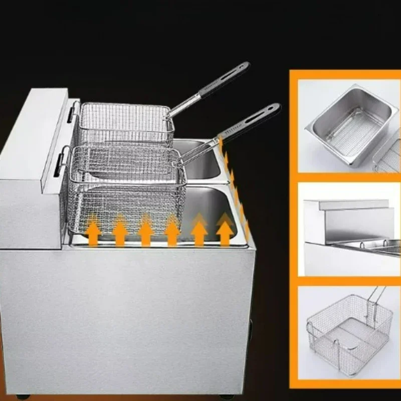 Stainless Steel Electric Deep Fryer Independent Temperature Control Double Pot Deep Fat Fryer with Fry Baskets