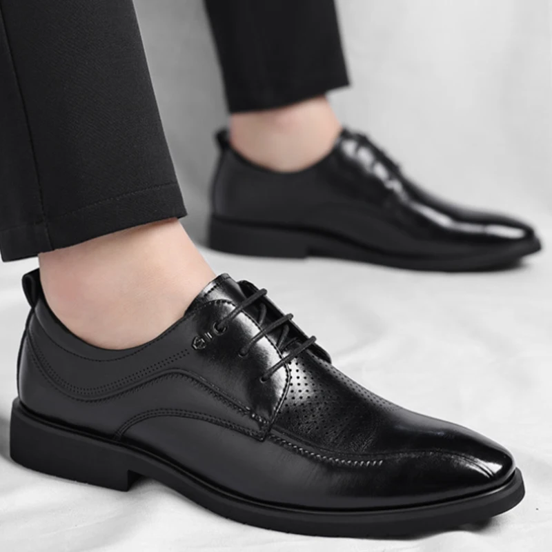

Mens Brown Brogue Oxford Shoes Lace Up Formal Dress Shoes Comfortable Non Slip For Business Office Wedding Stylish And Simple