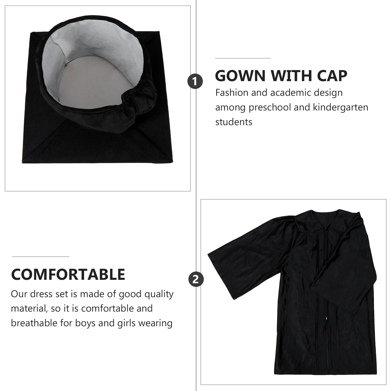 1 Dziecięca toga doktorska z frędzlem dla przedszkolaków, strój akademicki, kostium, zestaw talaru absolwenta, dziecięca toga absolwenta