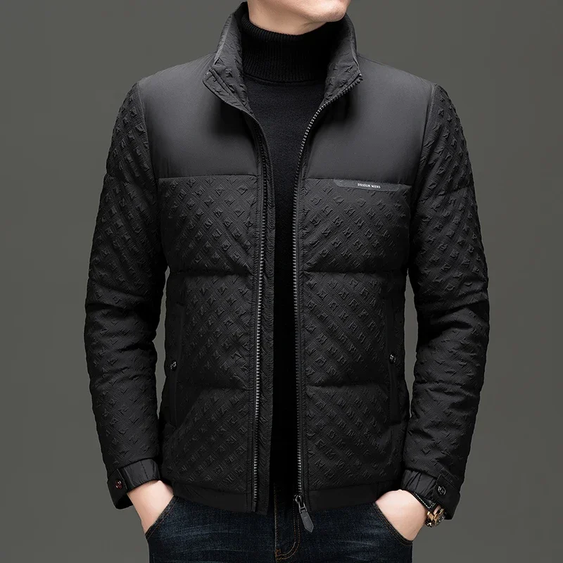 Winter New Men's Trendy Down Jacket Thickened Stand-up Collar Duck Down Jacket Short Warm Coat Down Jacket
